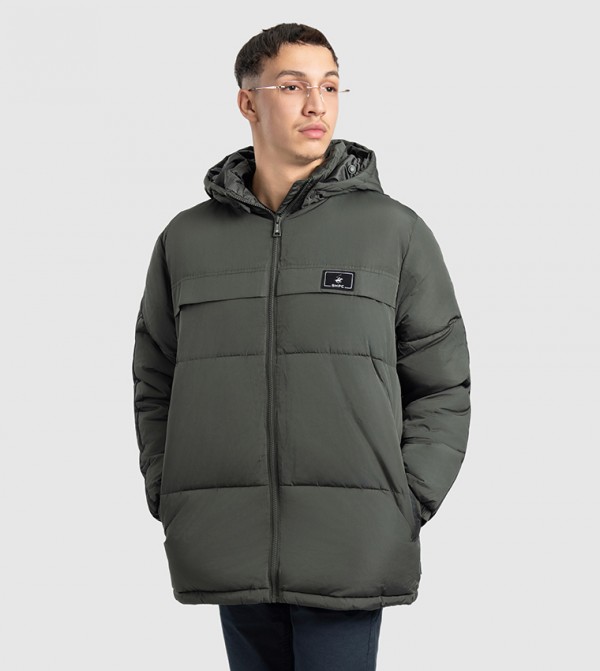 Logo Badge Hooded Puffer Jacket