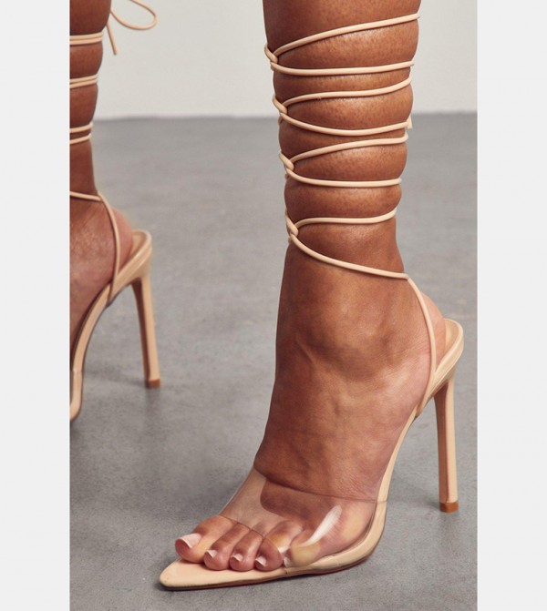 Clear and beige heels shop