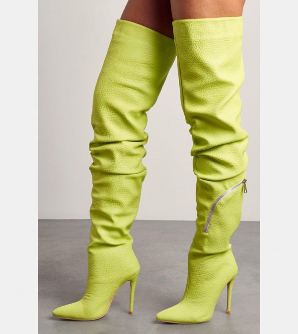 Neon green over the knee new arrivals boots