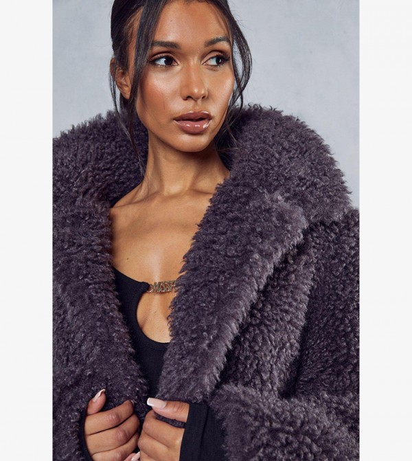 Faux fur coat deals purple
