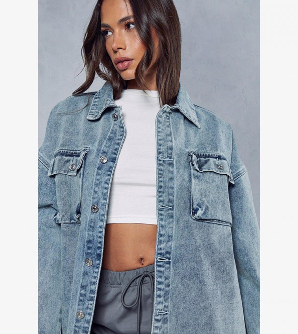 Oversized dark new arrivals wash denim jacket