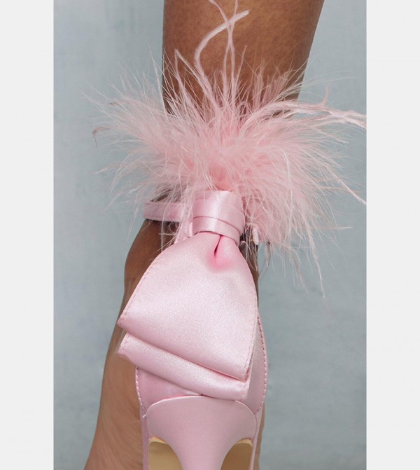 Pink feather high heels store