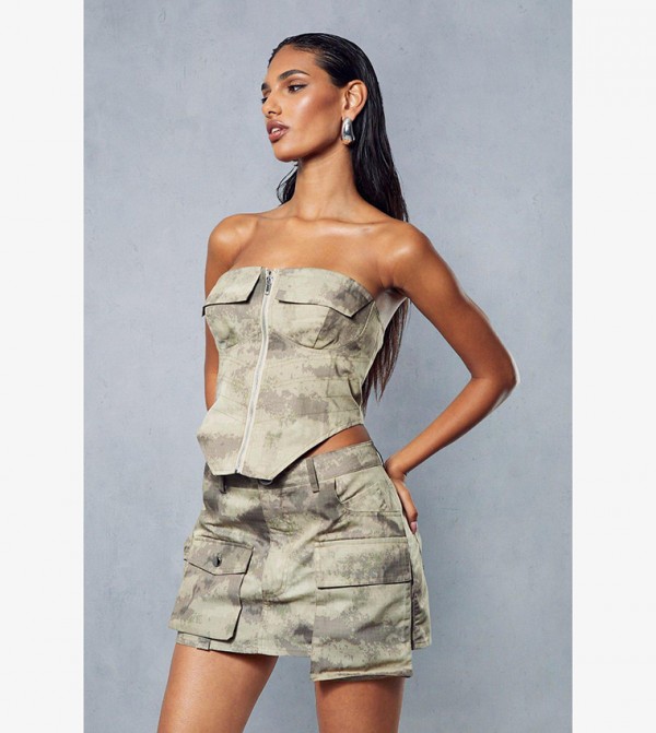 Buy MissPap Tailored Premium Satin Pocket Mini Skirt In Blue