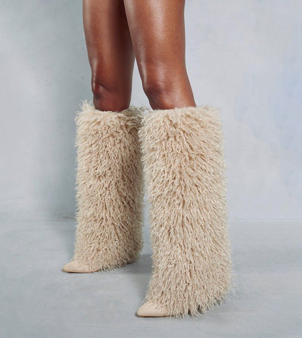 Knee high fur 2025 boots