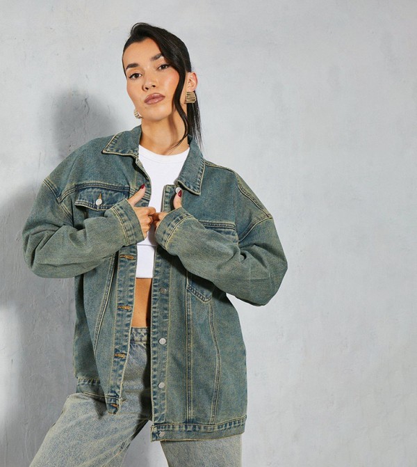 Green shop denim vest