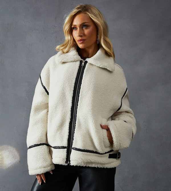 Teddy Faux Fur Aviator Jacket
