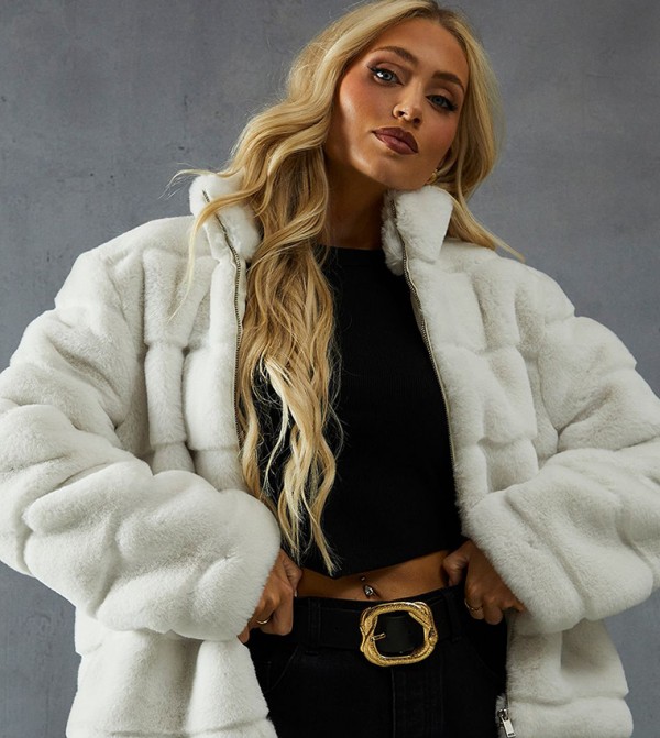 Super Soft Faux Fur Layered Coat