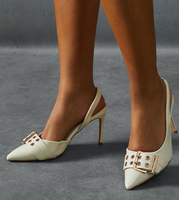 Double Strap Buckle Heel Pumps