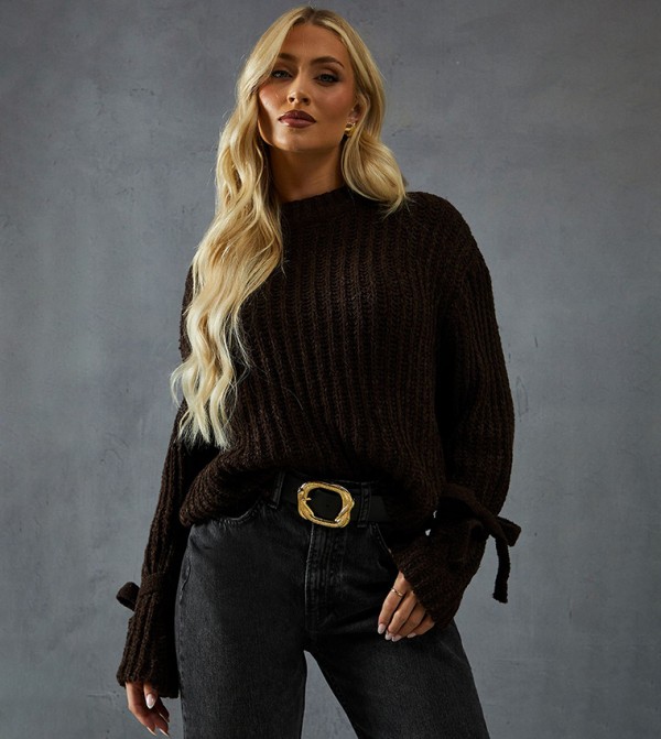 سترة أوفرسايز بياقة مستديرة