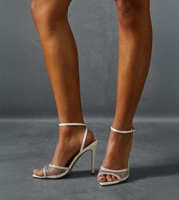 Diamante Mesh Stiletto Heel Sandals