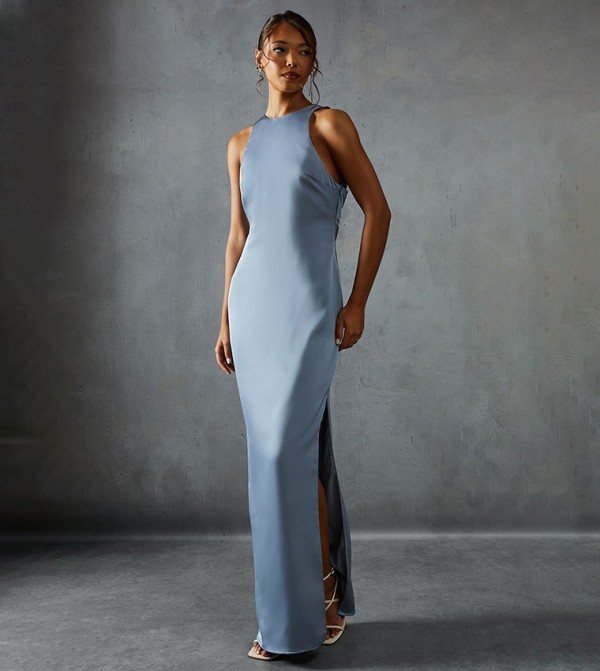 Premium Satin Racer Open Back Bridesmaid Dress