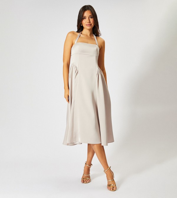 Satin Halterneck Midi Bridesmaid Dress
