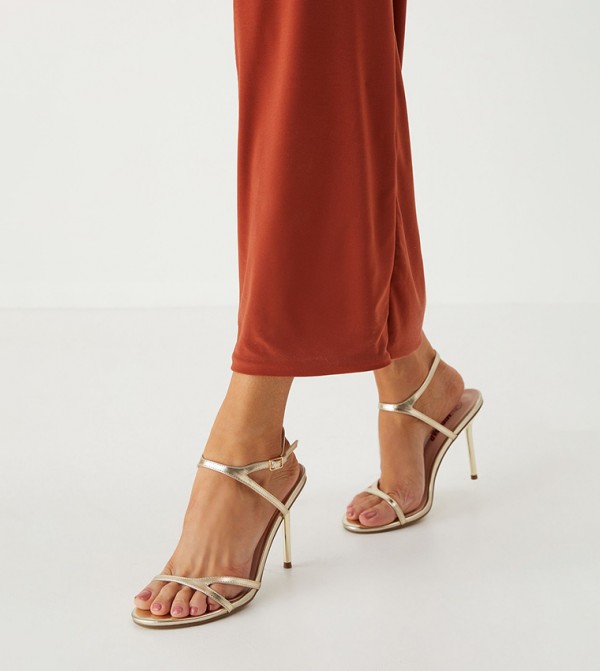 Metallic Cut Out Stiletto Heel Sandals