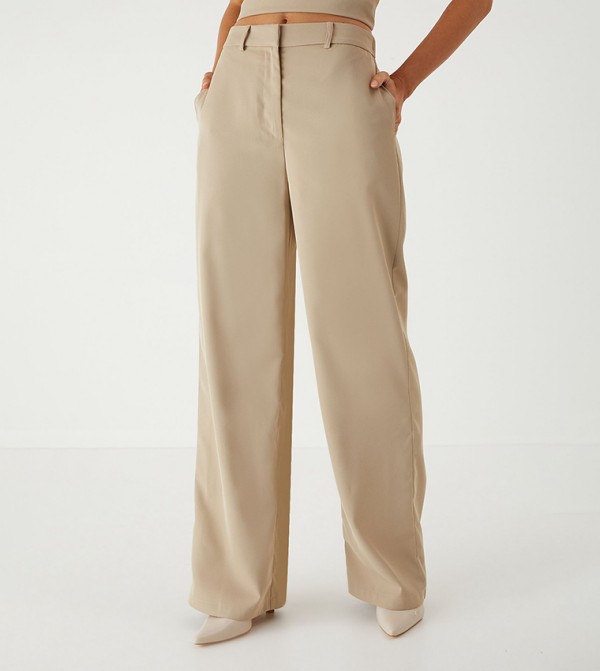Tailored Pleat Detail Wide Leg Trousers