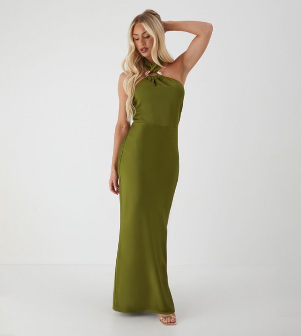 Hammered Satin Maxi Dress