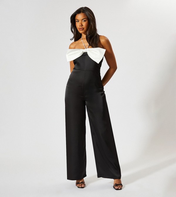 Contrast Bow Detail Jumpsuit