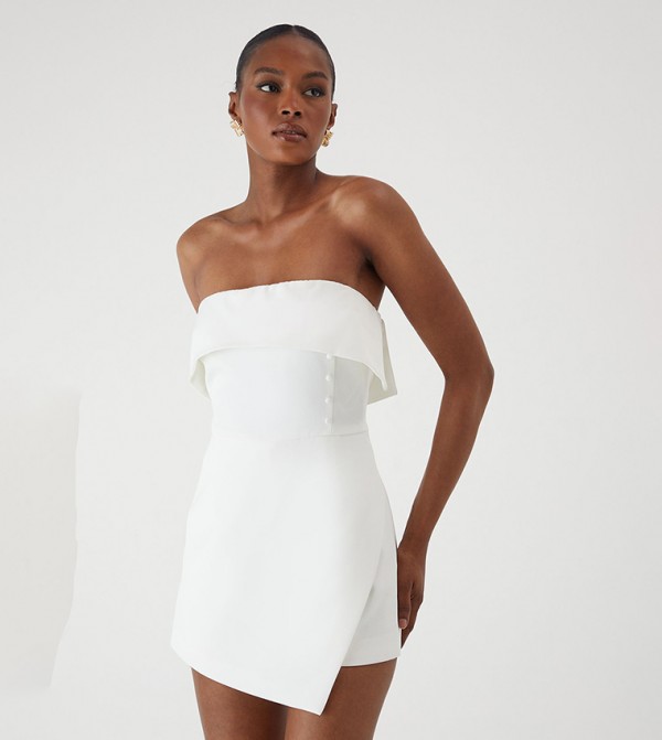Bandeau Fold Over Button Skort Playsuit
