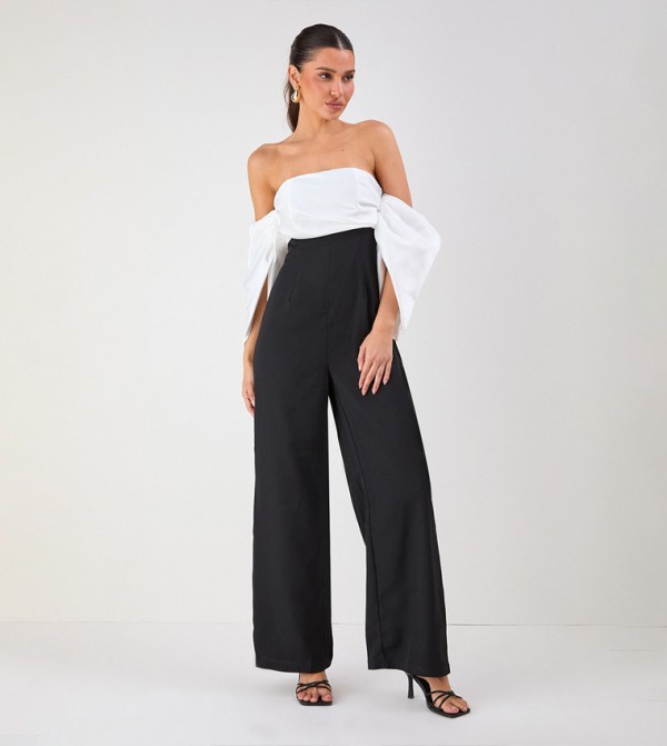Bardot Volume Sleeves Wide Leg Jumpsuit