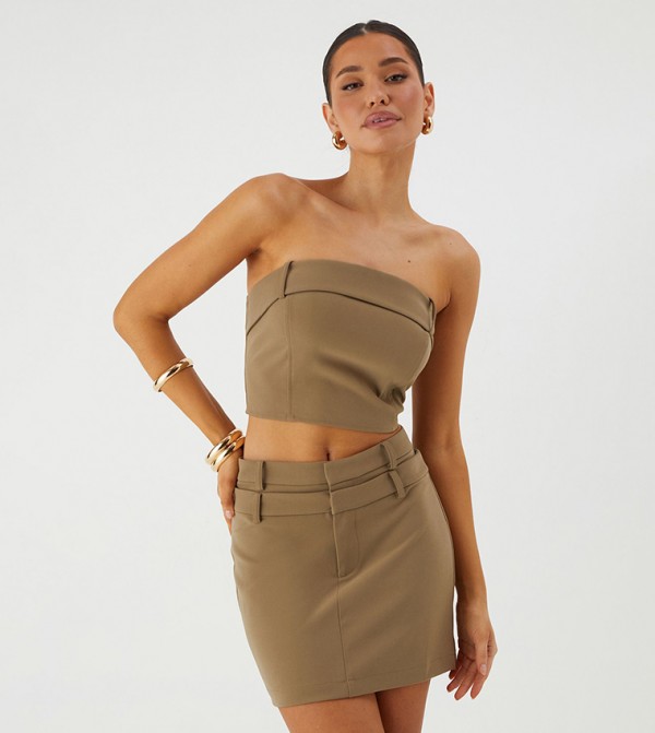 Double Waistband Bandeau Mini Skirt