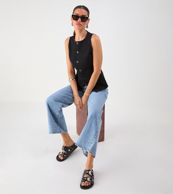 Studded Double Buckle Comfort Sandals
