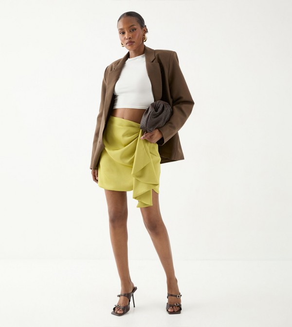 Satin Drape Side Mini Skirt