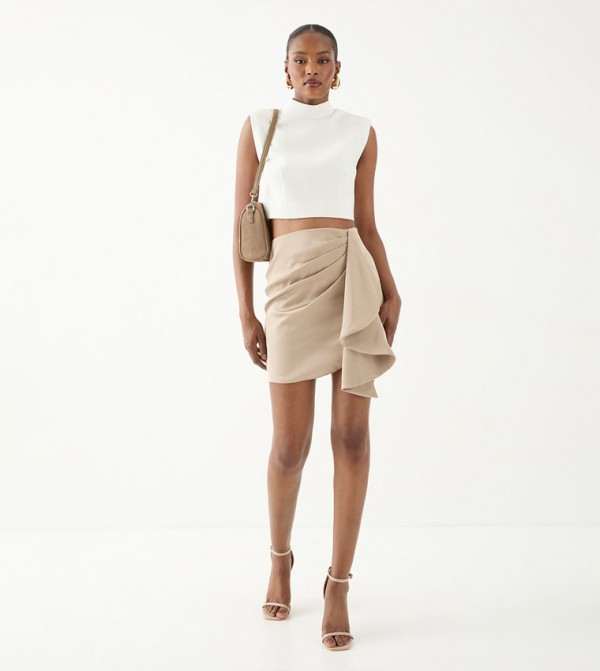 Satin Drape Side Mini Skirt