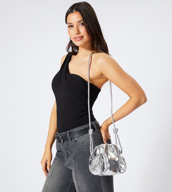 Metallic Faux Leather Clutch Bag