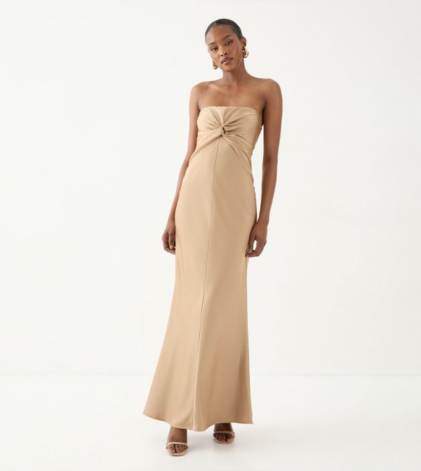 Knot Detail Detachable Strap Bridesmaid Maxi Dress