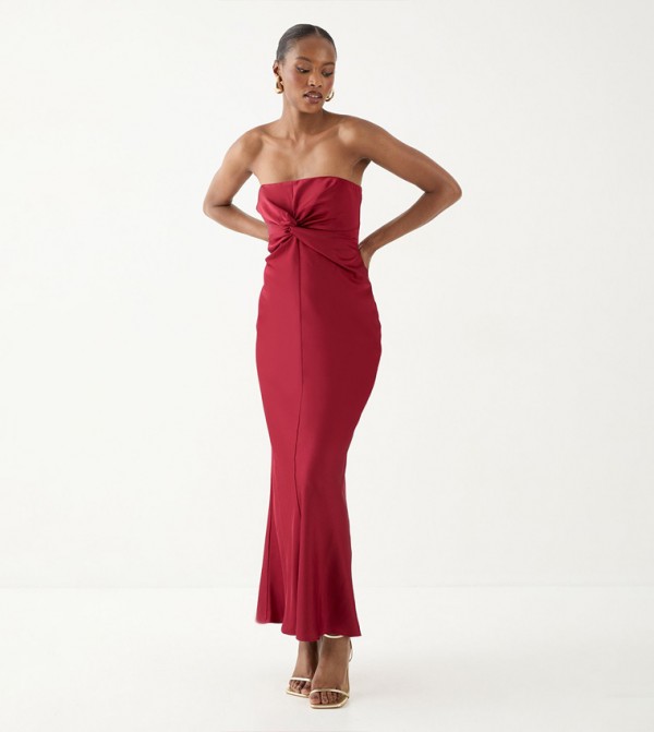 Knot Detail Detachable Strap Bridesmaid Maxi Dress