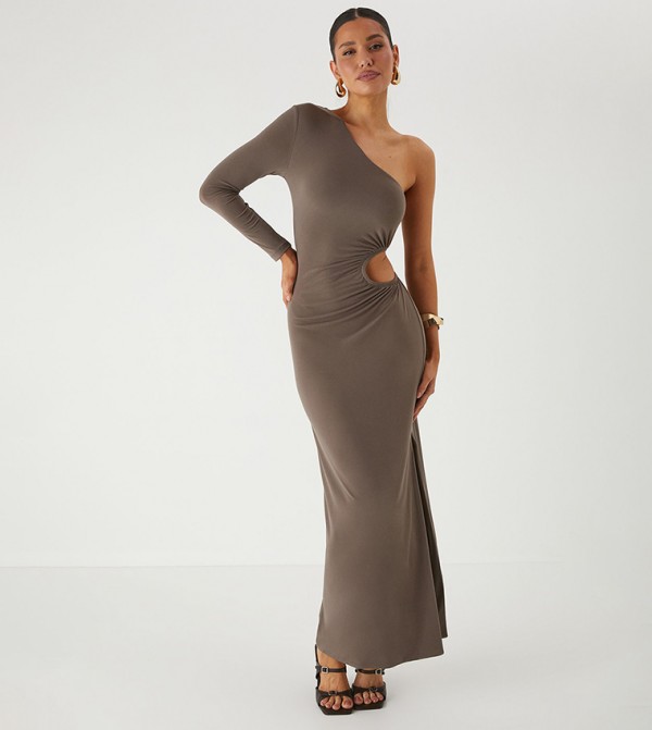 One Shoulder Cut Out Maxi Dress