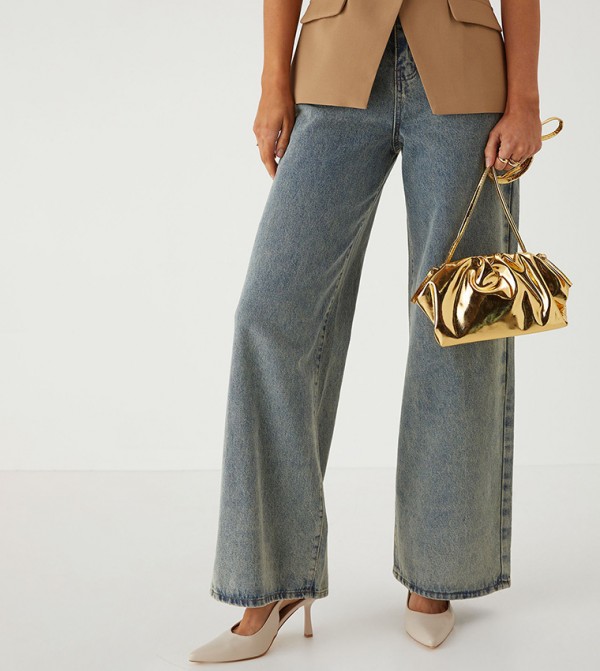 Metallic Faux Leather Shoulder Bag