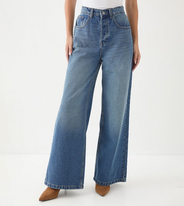 Washed High Waist Wide Leg Jeans