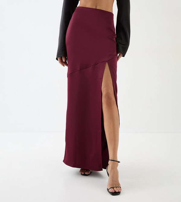 Satin High Waist Maxi Skirt