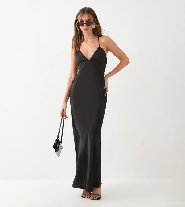 Premium Bust Panel Satin Maxi Bridesmaid Dress