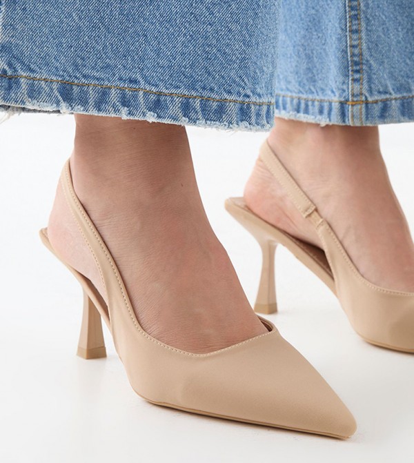 Faux Suede Slingback Pumps