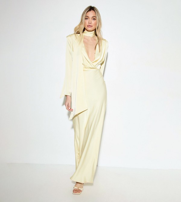 Premium Tie Neck Maxi Dress