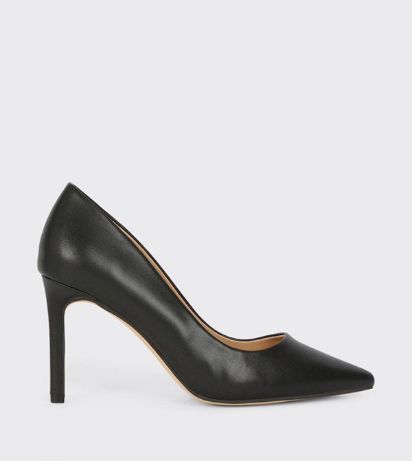 Black leather court shoes sale