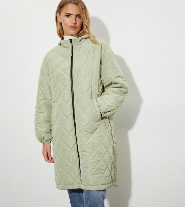 Buy Dorothy Perkins Oversized Hooded Diamond Quilted Parka Jacket In ...