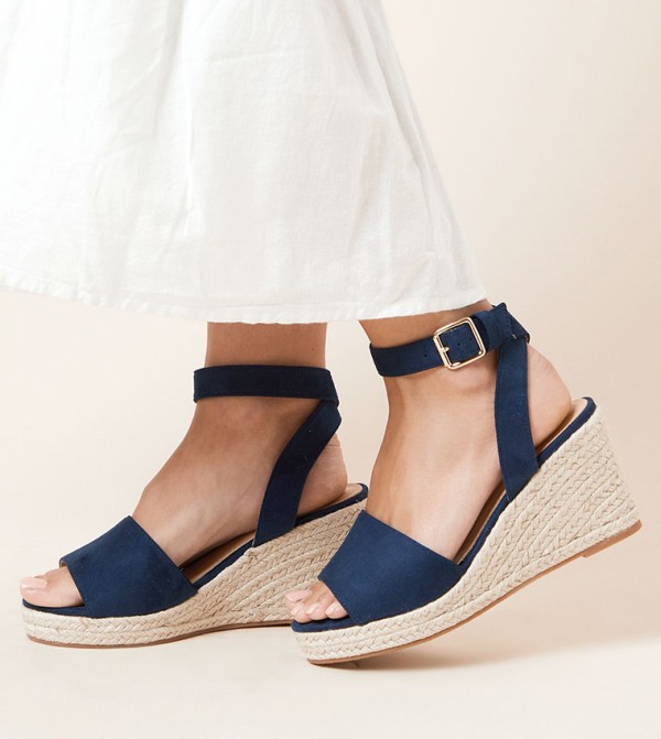 Rebekah Buckle Strap Espadrille Wedge Sandals