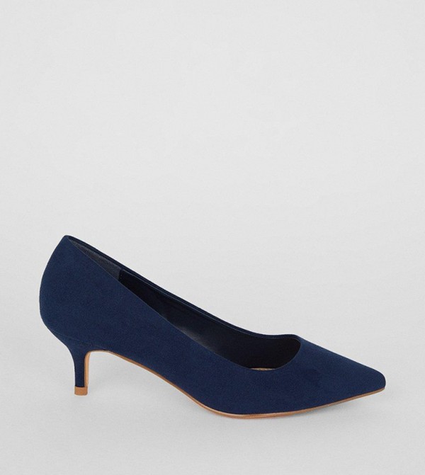 Dark blue kitten heel shoes hotsell