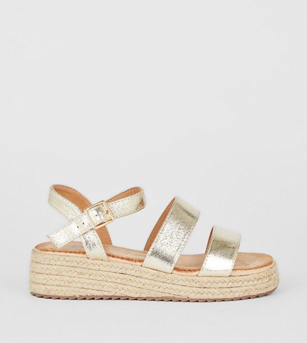 Gold flatform hot sale sandals