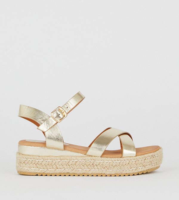 Buy Dorothy Perkins Wide Fit Rhea Low Cross Strap Wedge Sandals In