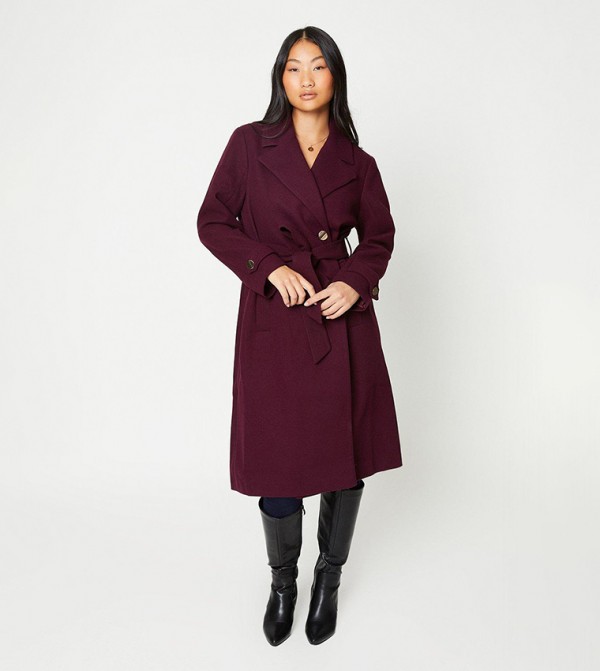 womens black long wool trench coat for winter with hood 1638