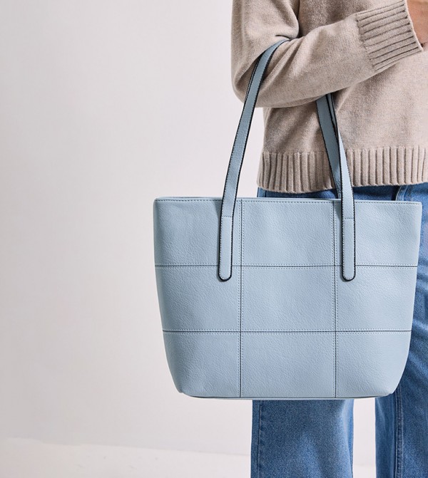 Trish Faux Leather Stitch Detail Tote Bags