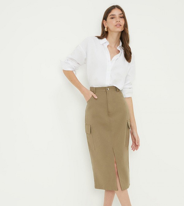 Khaki skirt shop dorothy perkins