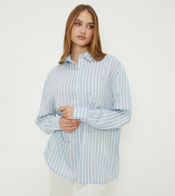 Cotton Poplin Eyelet Detail Woven Shirt