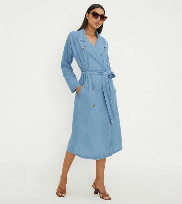 Buy Dorothy Perkins Denim Trench Coat In Blue 6thStreet Saudi Arabia