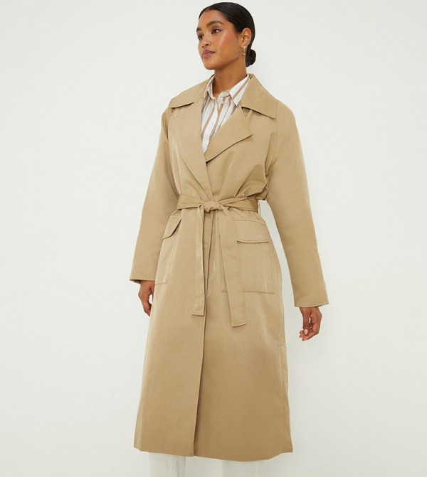 Buy Dorothy Perkins Solid Long Sleeves Trench Coat In Camel 6thStreet UAE