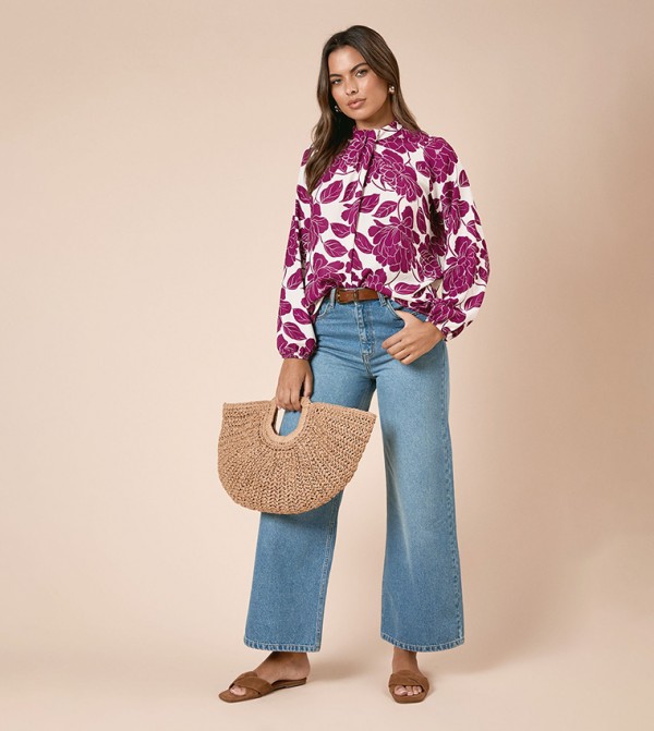 Floral Printed Twist Neck Top