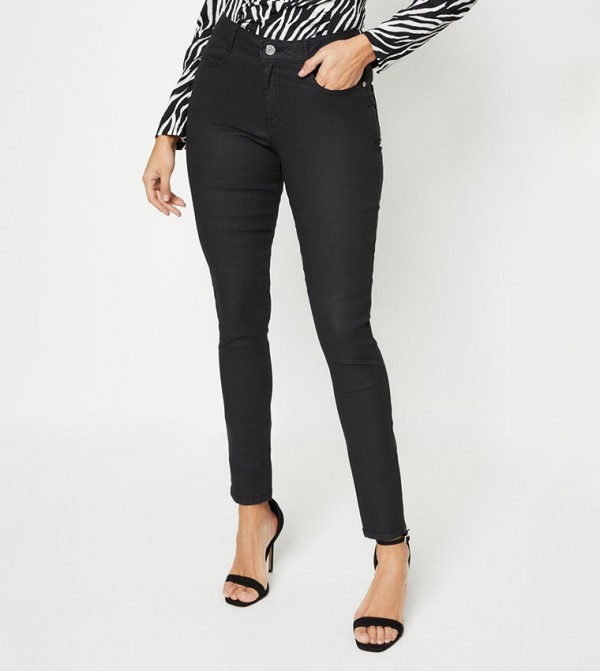 Buy Dorothy Perkins Coated Frankie Skinny Fit Jeans In Black